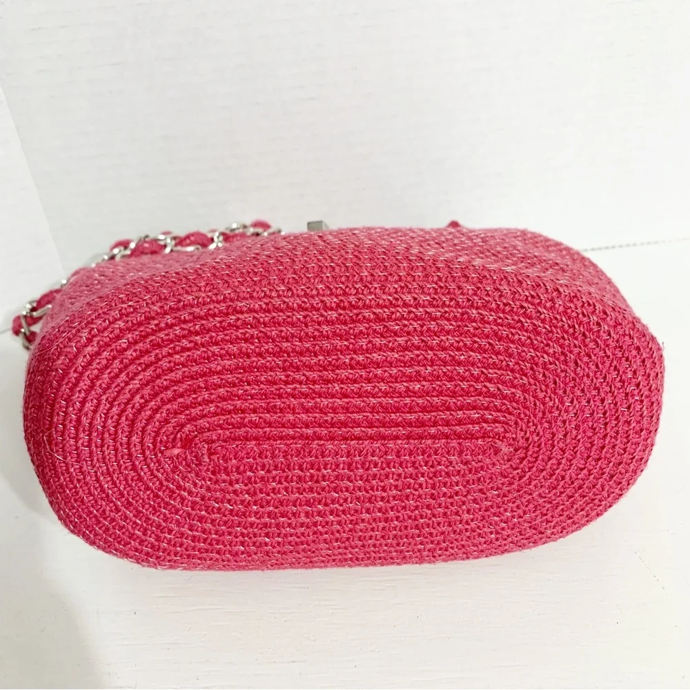 Unbranded Straw Paper Convertible Crossbody Shoulder Bag Chain Strap Fully Lined